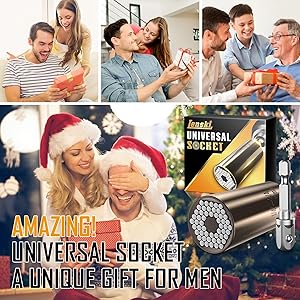 Lenski Stocking Stuffers for Men Adults, Super Universal Socket Christmas Gifts for Men, Mens Gifts for Dad Him Grandpa, White Elephant Gifts for Adults, Birthday Dad Gift