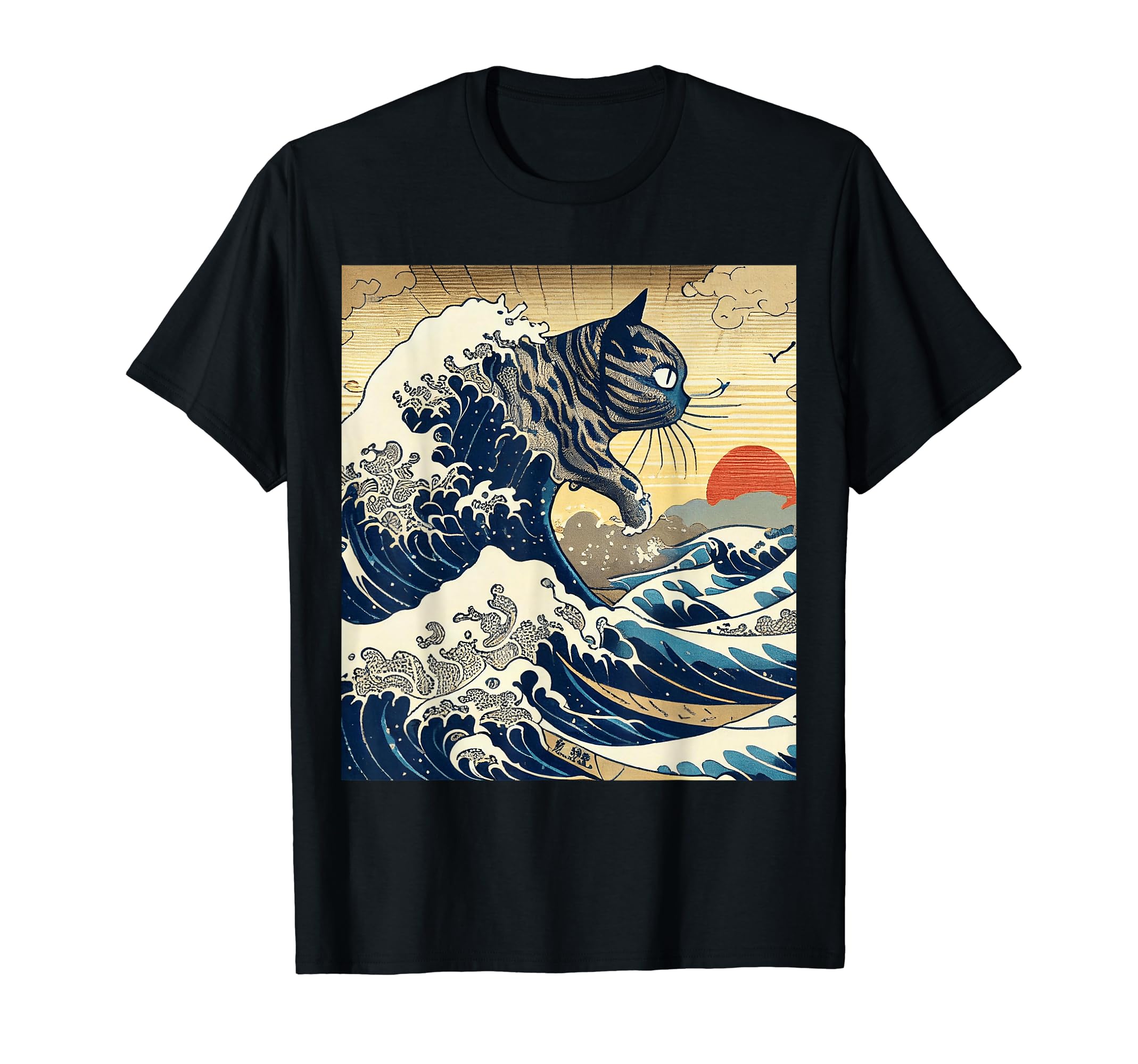 Amazon | 日本製 猫 tシャツ 猫好き 葛飾北斎 Tシャツ | Tシャツ
