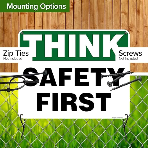 Miniatura 5 de Think Safety First Sign, 24 x 30 pulgadas, HDPE de 55 mil de grosor (polietileno de alta densidad), fabricado en Estados Unidos por My Sign Center