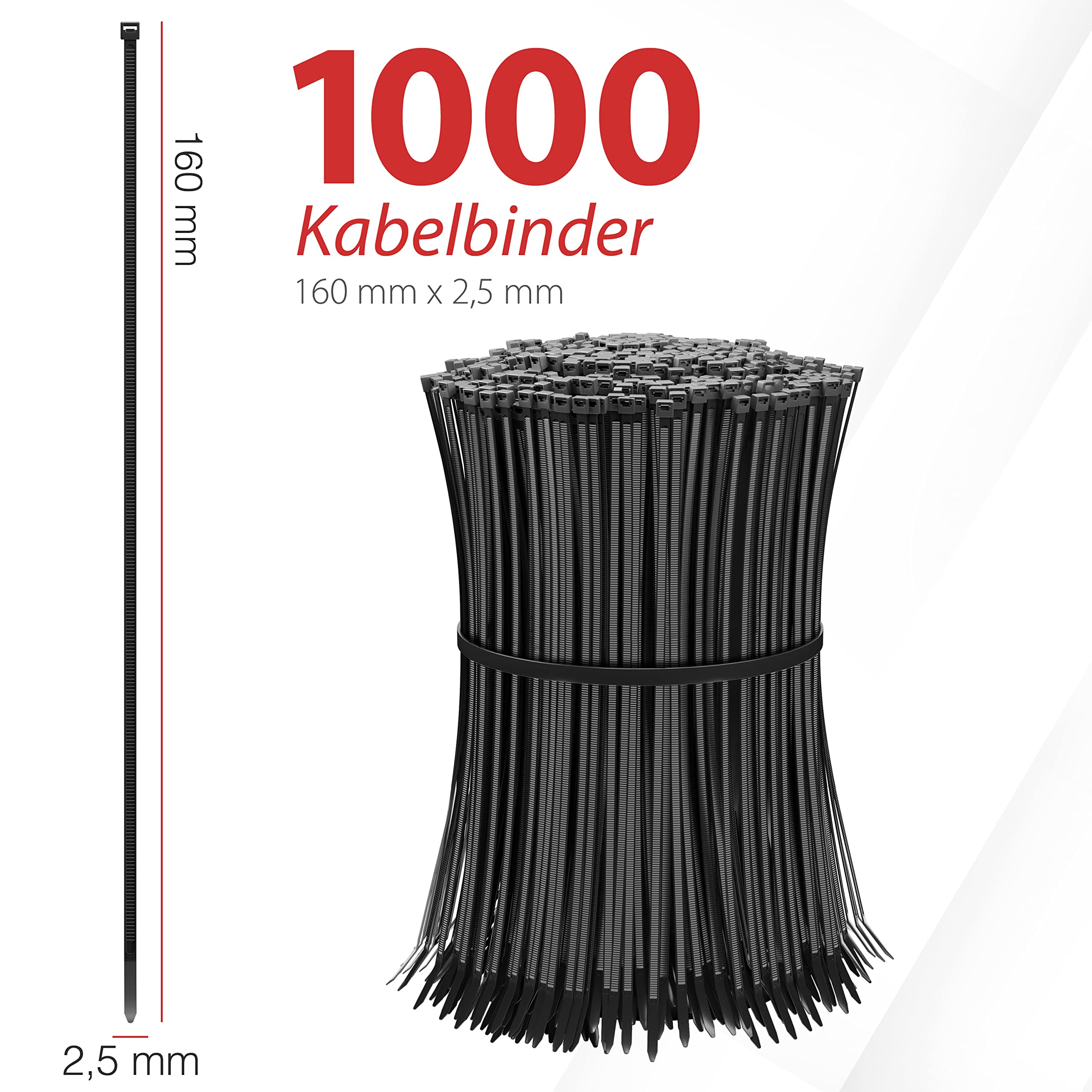 Kable Kontrol Kabelbinder, Naturweiß, 1000 Stück, 27,9 Cm, 23