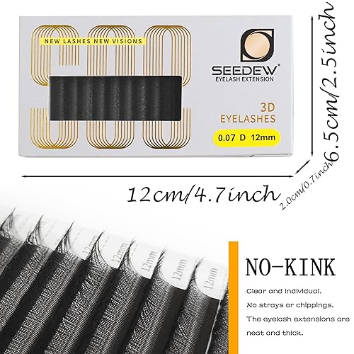 Miniatura 3 de SEEDEW Extensiones de pestañas en racimo de pestañas 3D W en forma de 0.315-0.591 in, longitud mixta, volumen profesional, suaves y naturales para