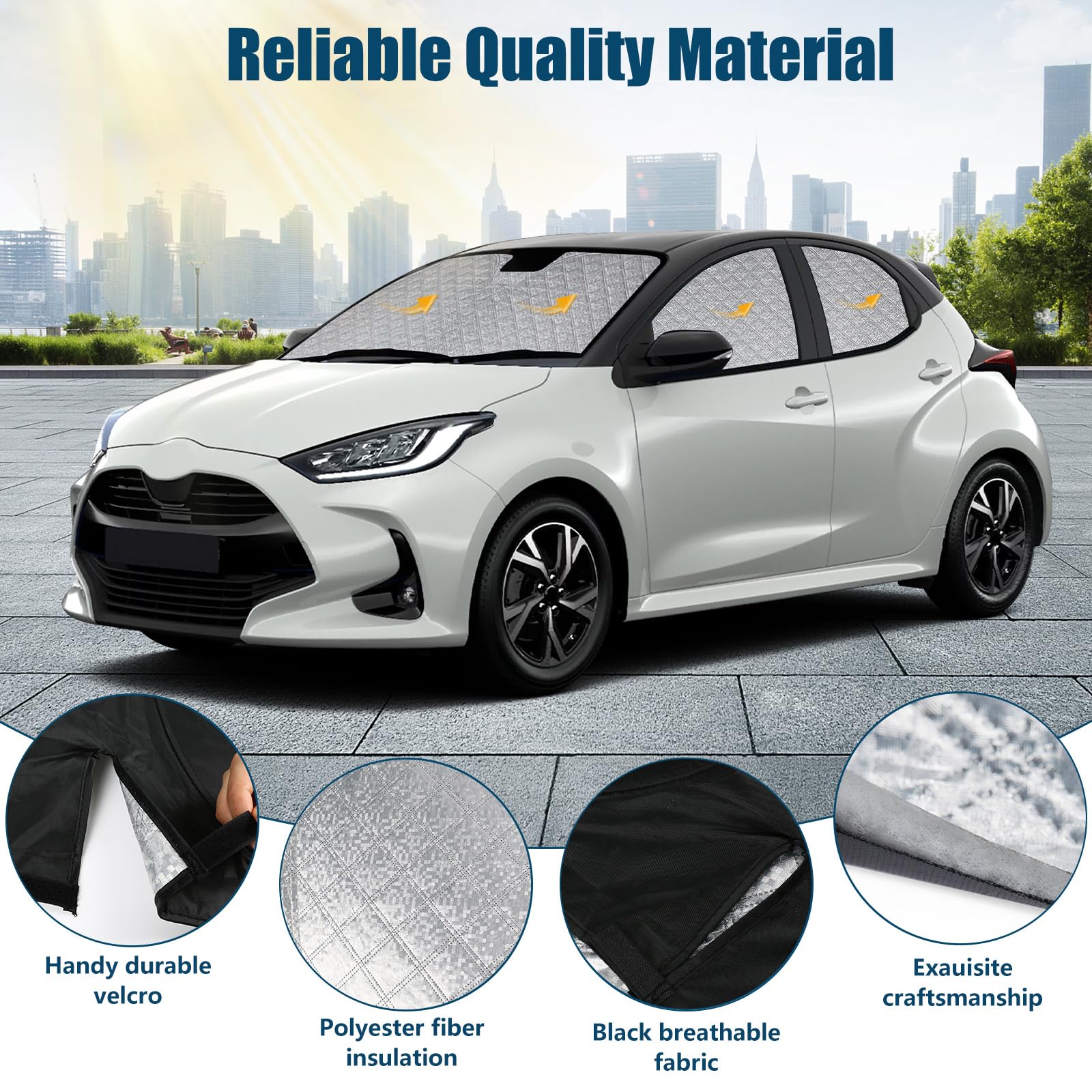 Parasol Compatible con Toyota Yaris XP210 2020-2025, Juego de 6 Plegable Protector de Parabrisas Interior de Coche, Bloquea El 99% de Los Rayos UV y Mantiene EI Vehículo Fresco
