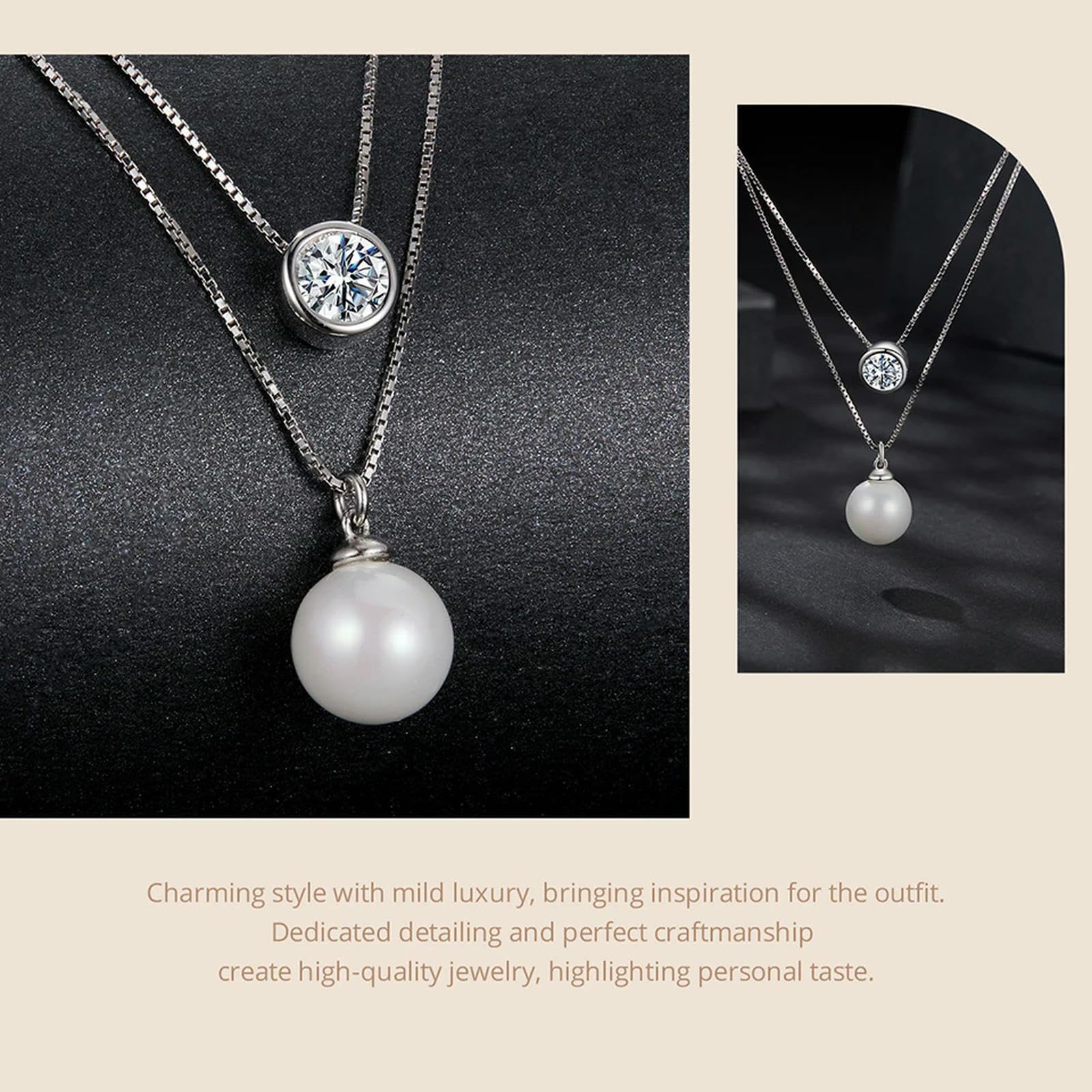Collane Di Perle Di Moissanite Per Donna, Collana Girocollo A Doppio Strato In Argento Sterling 925, Eleganti Collane Di Gioielli