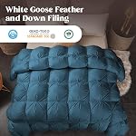 Puredown® Goose Feather Plus fort, plus fort. 100% Placage de couettes en coton toute-saison, Pléate de punch à l'eau nuageuse, 108oz Poids de remplissage chaud (Roi, Marine, 106"X90")
