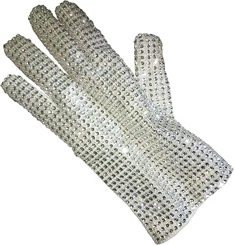 ZBH1985 Mens Sequin Performance Michael Glove Silver for Costume