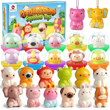 Mocoosy 24 Pack Squishy Toys for Kids Party Favors 4-8-12, Slow Rising Animals with Capsules, Birthday Goodie Bag Stuffers, Classroom Prizes, Treasure Box Claw Machine Toys Carnival Gifts Boys Girls