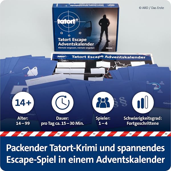FRANZIS 67227 - Tatort Escape Adventskalender: Niemals vergessen, niemals vergeben, Escape Room mit 24 spannenden Rätseln für die Adventszeit - 3