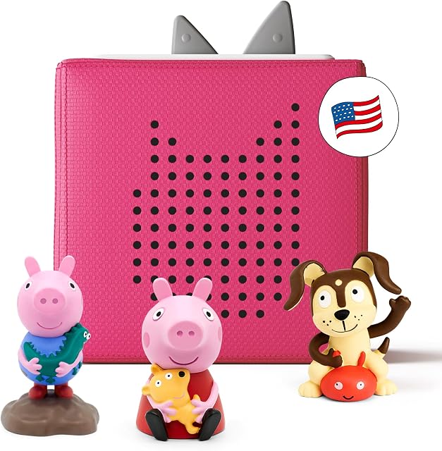 Toniebox Audio Player Starter Set with Peppa Pig, George, and Playtime Puppy - Listen, Learn, and Play with One Huggable Little Box - Pink
