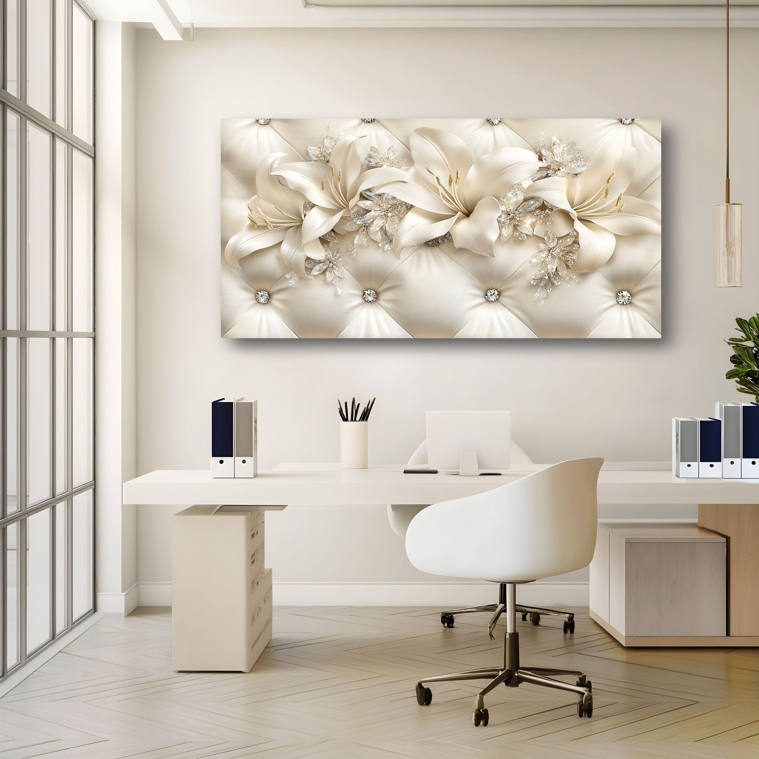 SKOEUI Quadro su Tela Fiore 3D 1 Pezzo Quadro Moderno 80x160 Senza Cornice