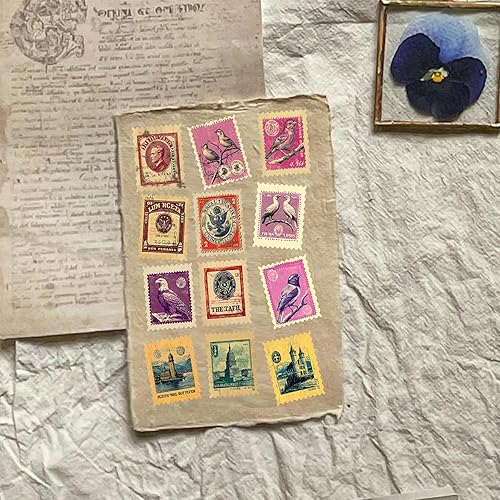 Miniatura 8 de PARTH IMPEX 354Pcs Vintage Postage Stamp Stickers – Antique Retro Fake Postal Vinyl Decals for Scrapbooking Journaling Planners Junk Journals