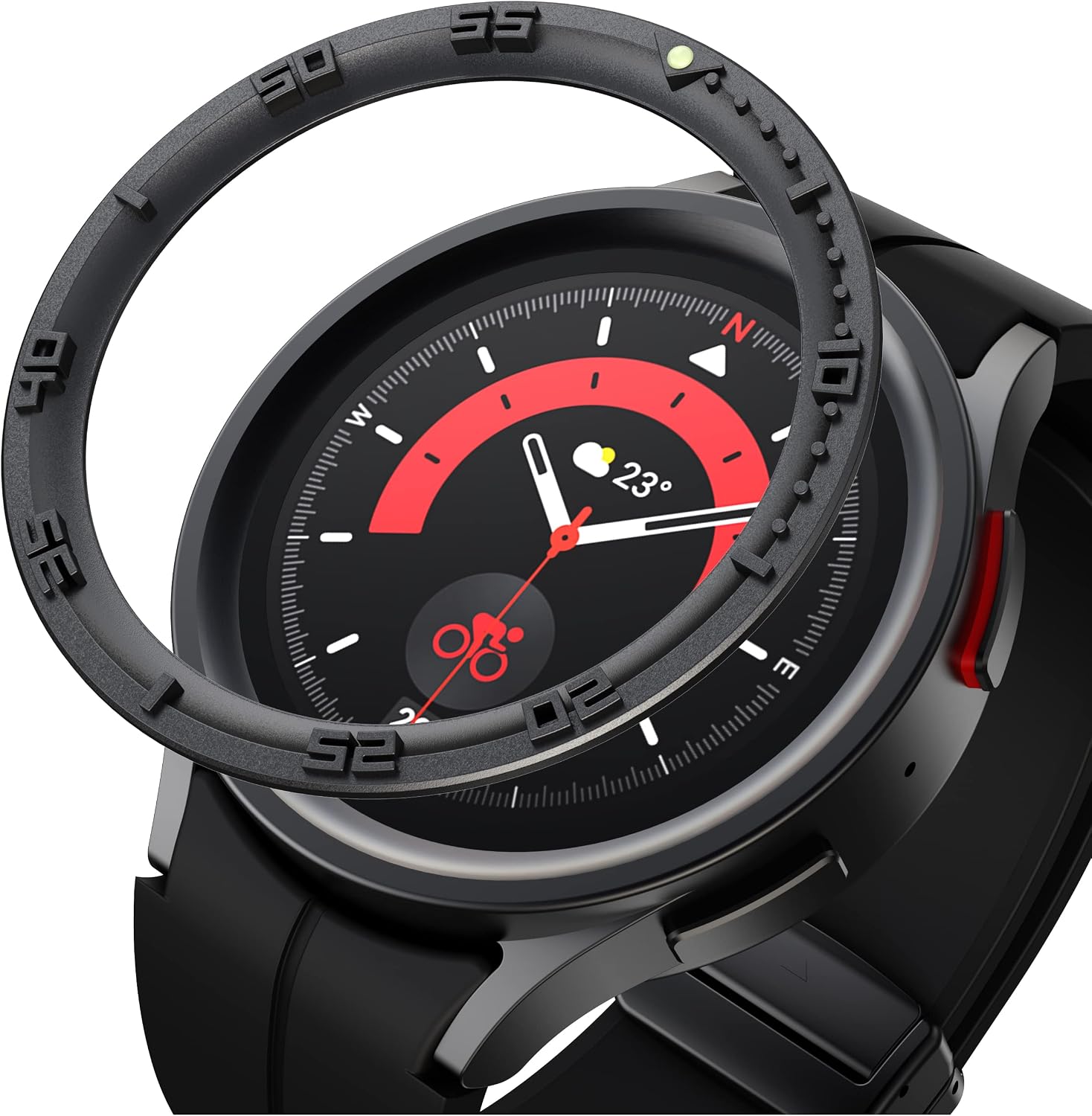 Bezels Compatible with Galaxy Watch 5 Pro 45mm - Stainless Steel Bezel Ring Case - Anti Scratch - Black