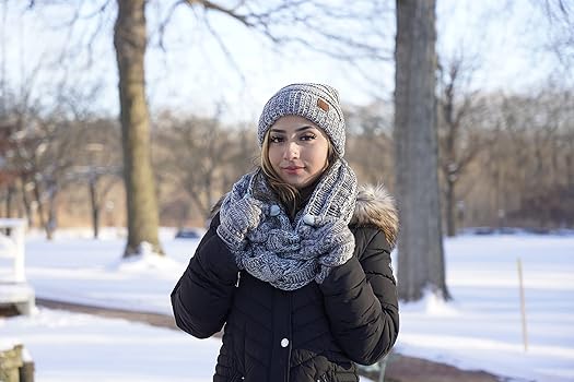 Funky Junque Hat Scarf Glove Set for Women – Matching Winter Set