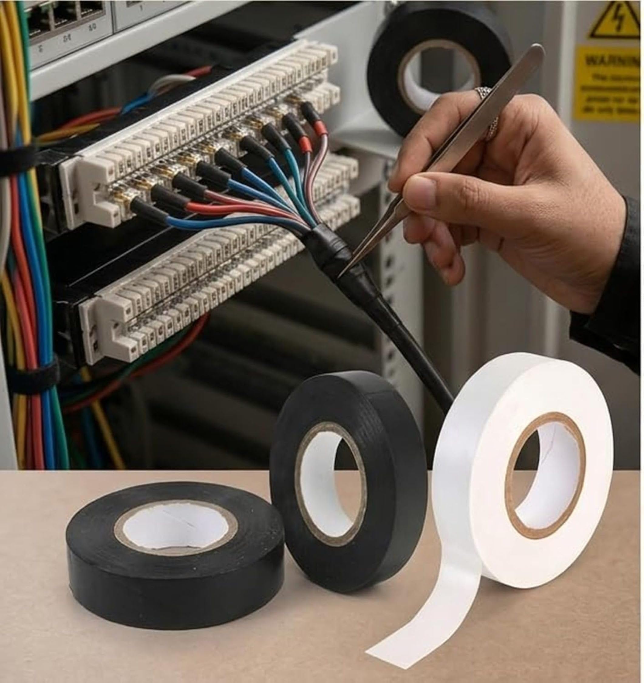 On Blow PVC Multi-Purpose Electrical Insulation Tape Pack of 2 (White & Black) | 20 Meters Each Roll | Strong Self-Adhesive & Flame Retardant | Waterproof Vinyl Tape for Wire Insulation & Bundling 1