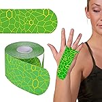 THERABAND Kinesiology Tape, Green/Yellow, 1 Roll, with XactStretch Indicators, Long-Lasting Athletic Tape for Shoulder, Back & Knee, Latex-Free & Water Resistant for Men and Women, Pre-Cut
