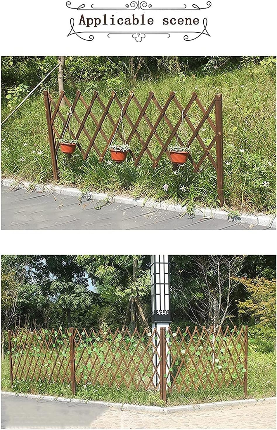 Ogrodzenie Ogrodowe Sztachetowe, Rozszerzalne Ogrodzenie Z Drewna Do Ogrodu Zewnętrznego, Działowe, Rabaty Kwiatowe, Chowana Rama Wspinaczkowa Do Roślin(90x200cm)