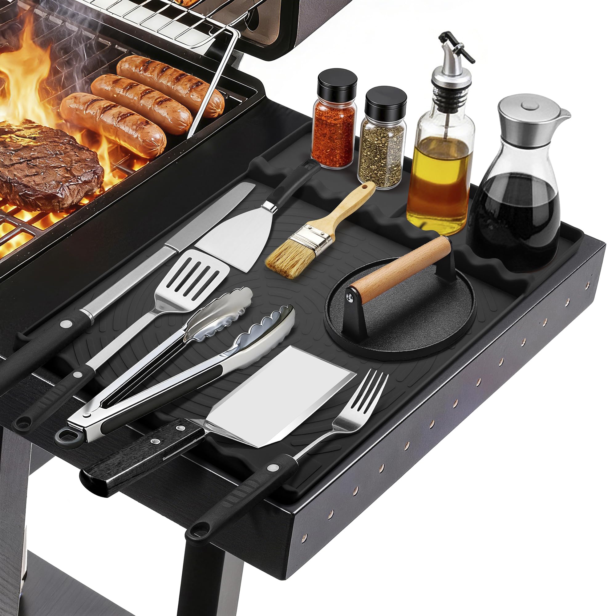 Silicone Grill Mat for Blackstone Griddle Accessories (Black)