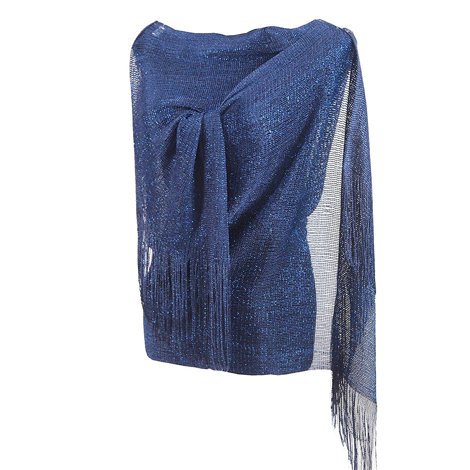 1920s Gatsby Weddings Evening Scarfs,Sheer Glitter Sparkle Piano Shawl Wrap (Navy Blue)