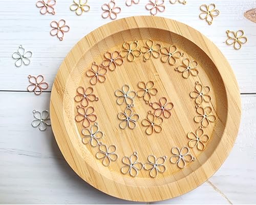 Miniatura 3 de 200 colgantes de flores de bisel con espalda abierta, marco hueco de aleación, dijes de flor de pétalos para bricolaje resina UV prensada collar