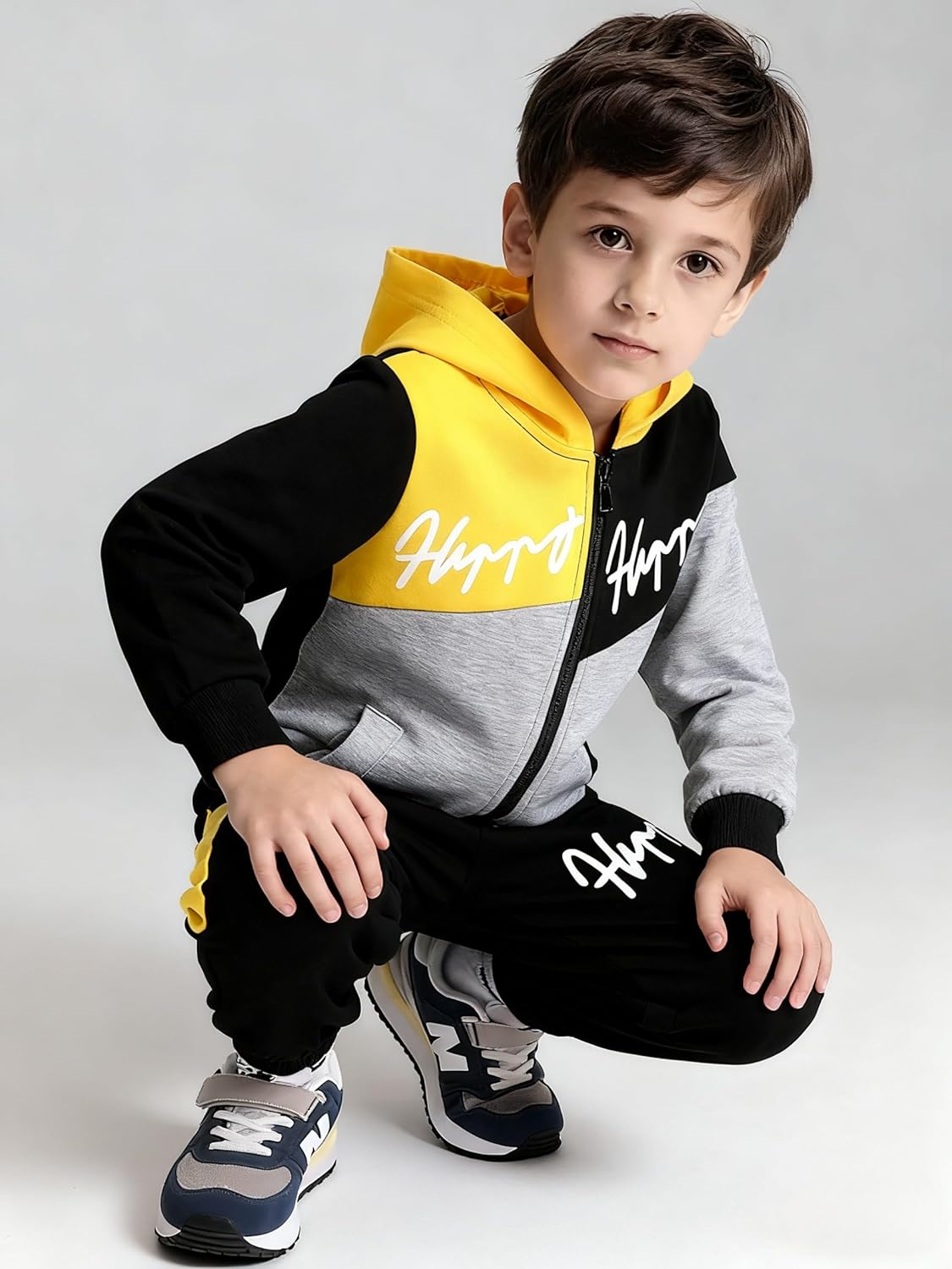 Kid Boys' CLothes Half-Zip Hoodie Top and Sweatpants Set Fall Outfit for Ages 6-12 - Image 9