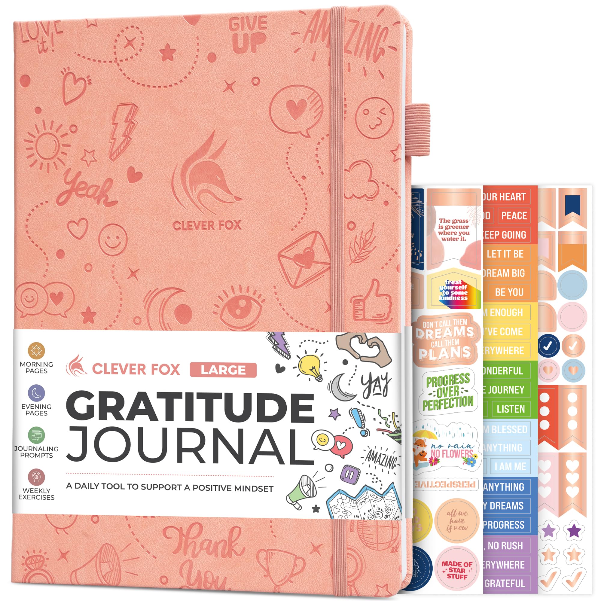 Clever Fox Gratitude Journal Large, Happiness, Positivity & Affirmation Journal, Inspirational Daily Notebook, 3 Months
