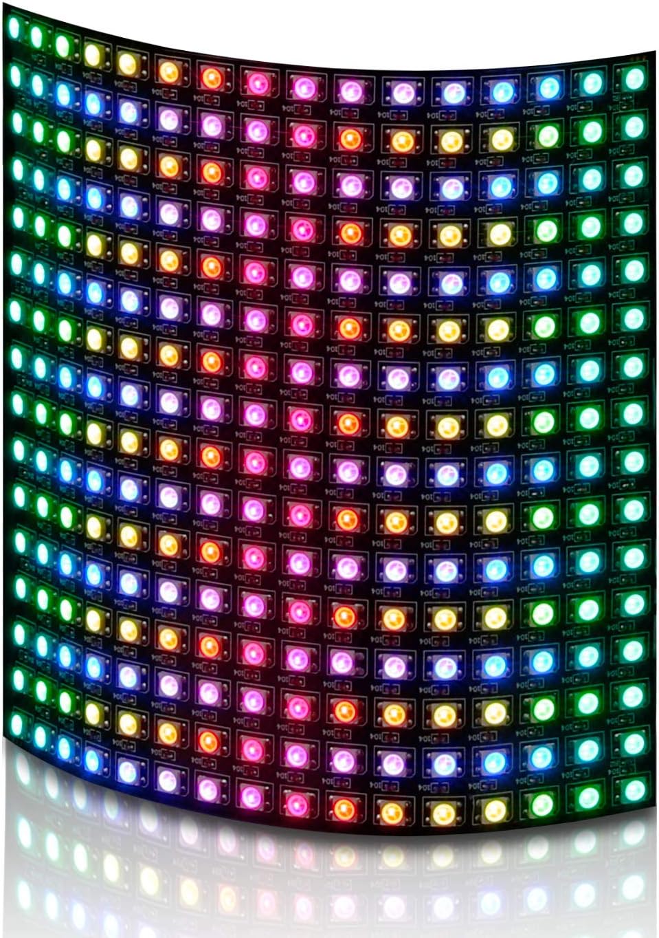 Full Color RGB Flexible LED Matrix Panel 16x16 256 Pixels Individually Addressable Programmable LED Display Works with Raspberry pi or Arduino