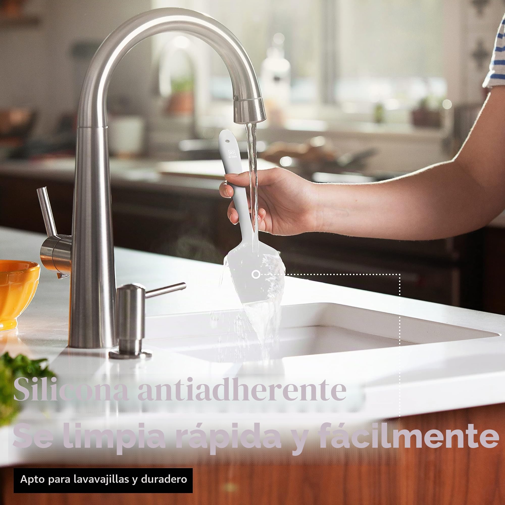 DI ORO - Juego de espátulas de silicona – Espátulas de cocina de goma para hornear, cocinar y mezclar, resistentes al calor y sin BPA, espátulas de silicona para utensilios de cocina antiadherentes,