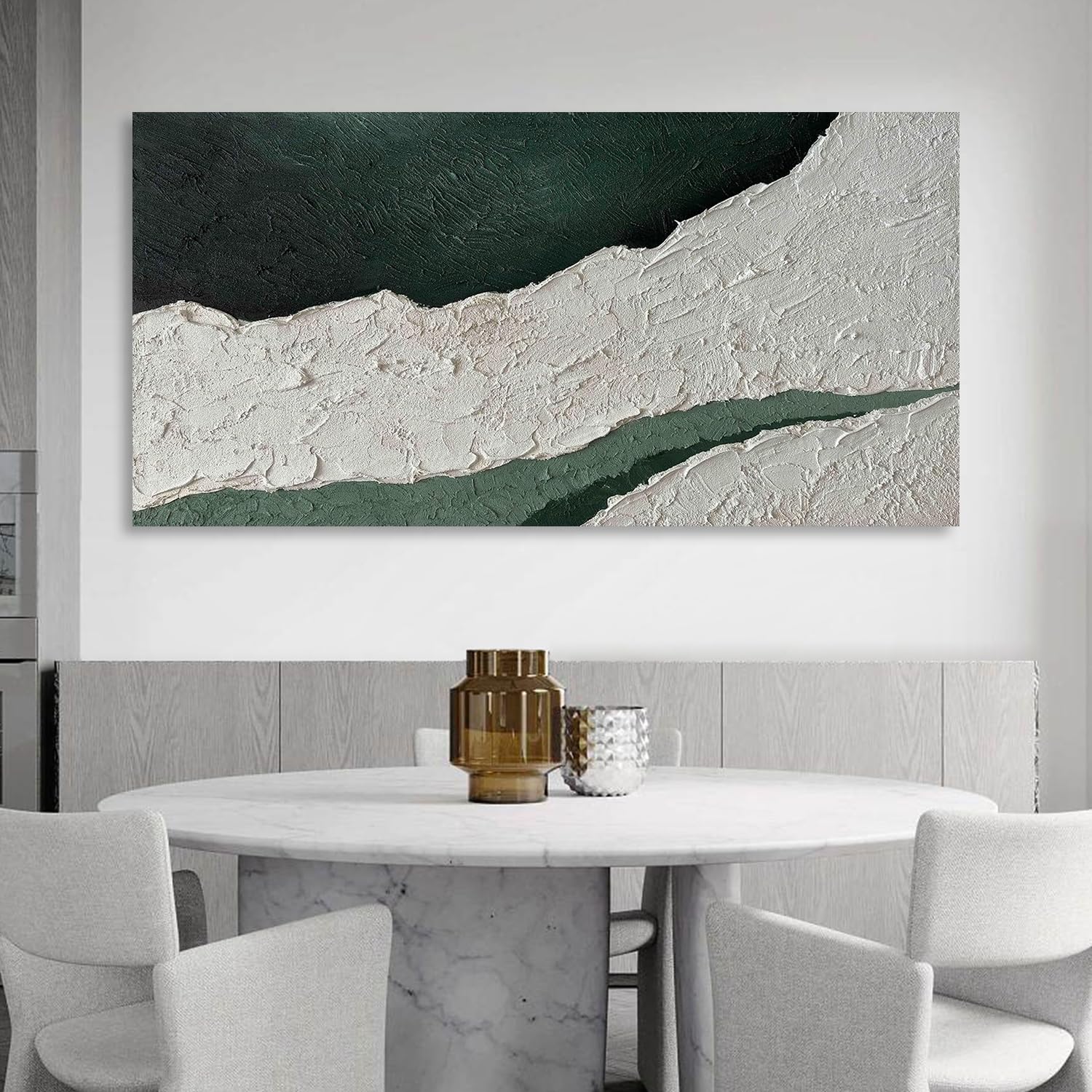 Amazon.com: Orlco Art Hand Painted Green and White Abstract