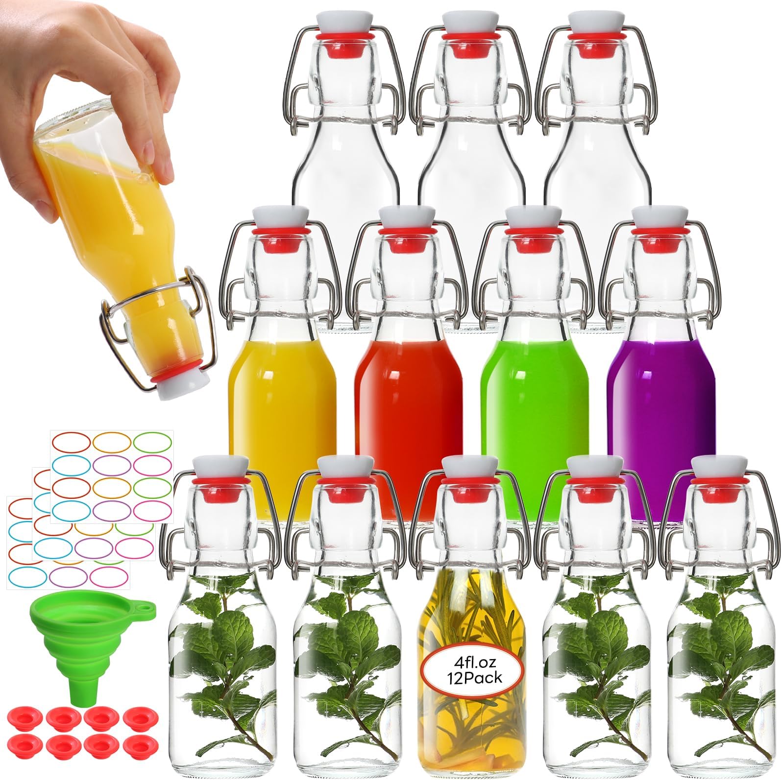 AuroTrends Swing Top Glass Bottles 8 oz 9Pack, Flip Top Glass Bottles with Airtight