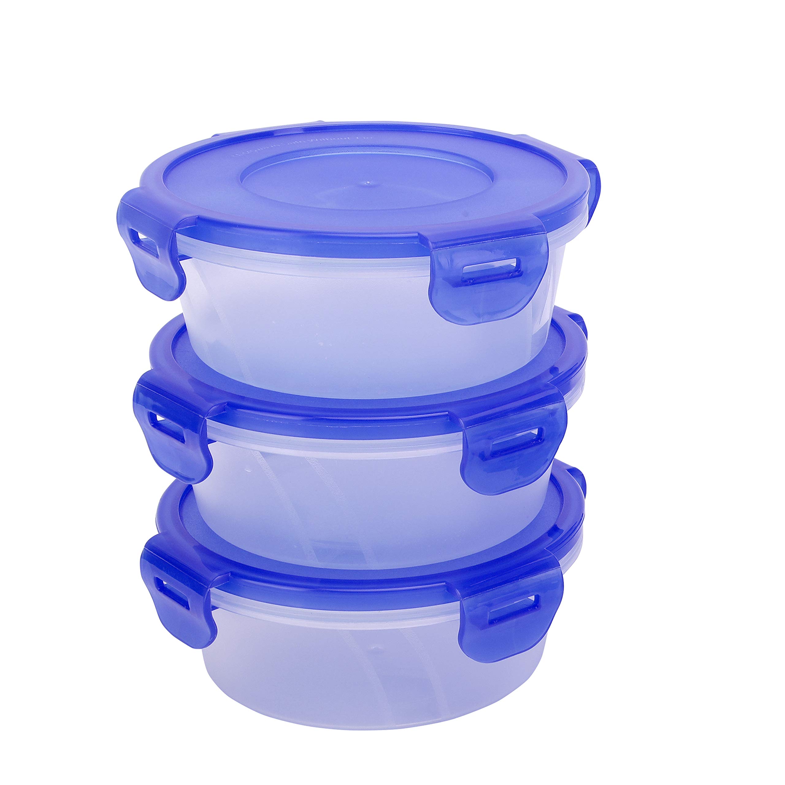 Cutting EDGE Nesterware Lock & Seal Containers for Dry Fruit, Biscuits, wafers, Snack, Foods, Fruits, Vegetables, Refrigerator Containers - 500ml (Set of 3, Blue)