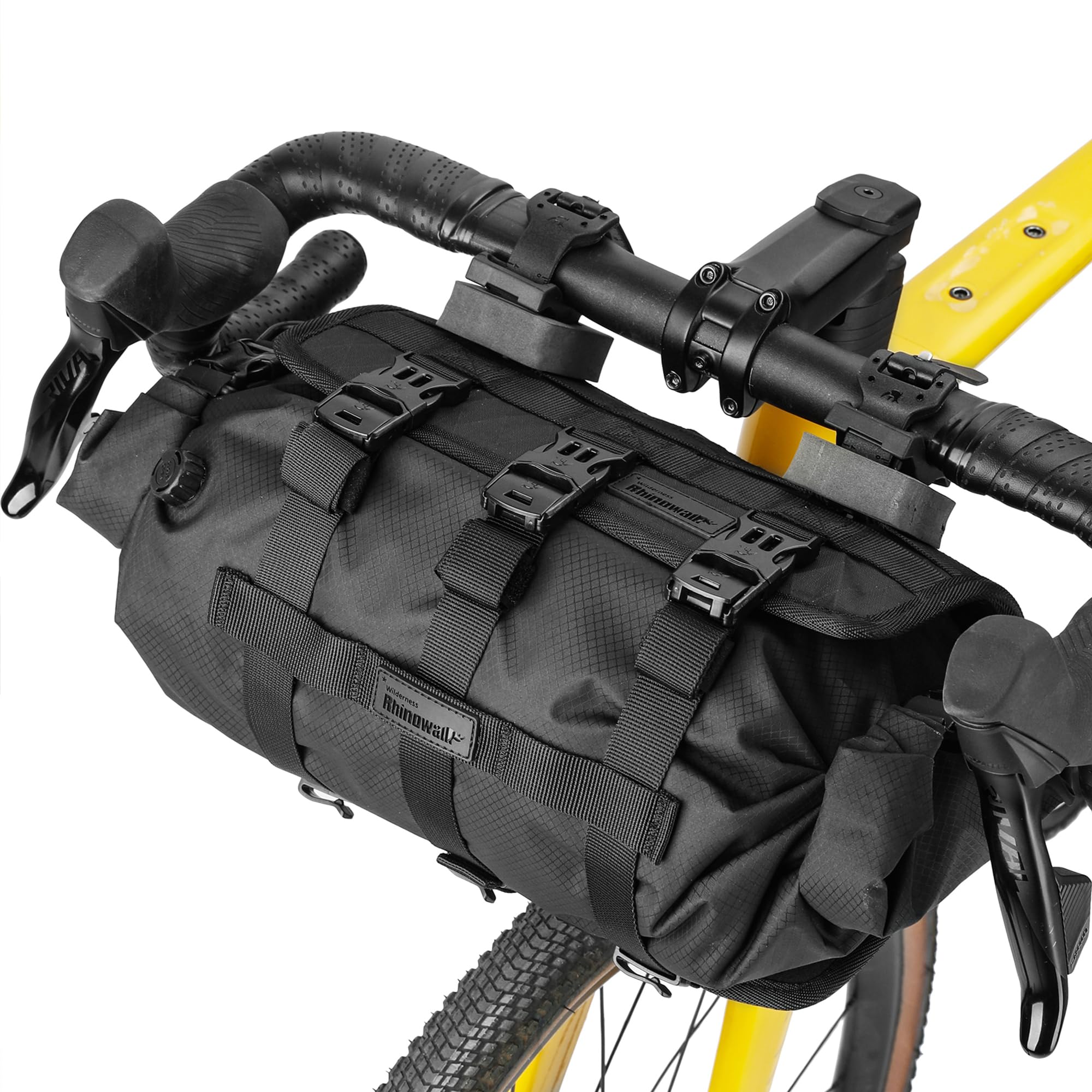 Rhinowalk Bike Handlebar Bag Waterproof Bicycle Front Tube Bag Lightweight Roll Pouch 8L~13L with Shoulder Strap for Mountain Road Bike Cycling Commute Ride Accessories (Black)