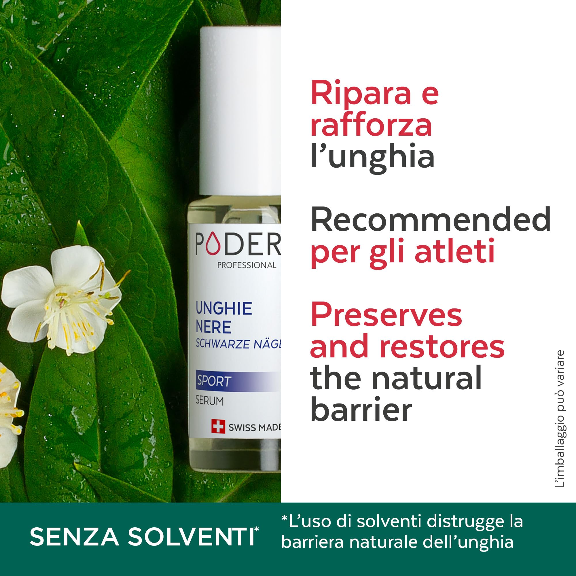 PODERM - UNGHIE NERE E TRAMAUTIZZATE | Trattamento per piante dei piedi anti-ematoma, antimicotico, antibatterico e riparatore | Cura professionale piede/mano | Facile e veloce | Prodotto in Svizzera