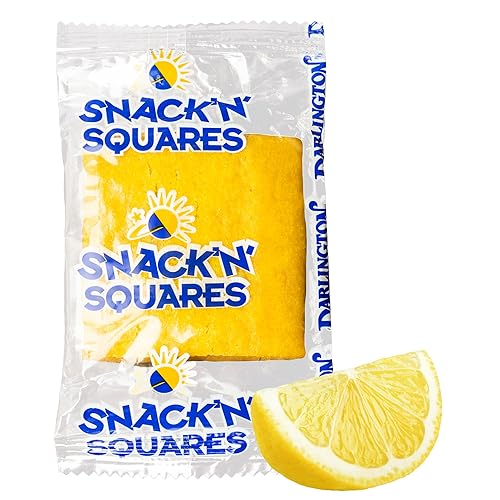 Darlington Snacks Snacks de limón envueltos individualmente, 1.2 onzas de galletas de limón para el desayuno, cuadrados suaves, fabricados en