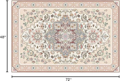Miniatura 598 de Phantoscope Vintage Collection - Alfombra de área de 8 x 10 pies, alfombra grande para sala de estar, lavable, bohemio, antideslizante
