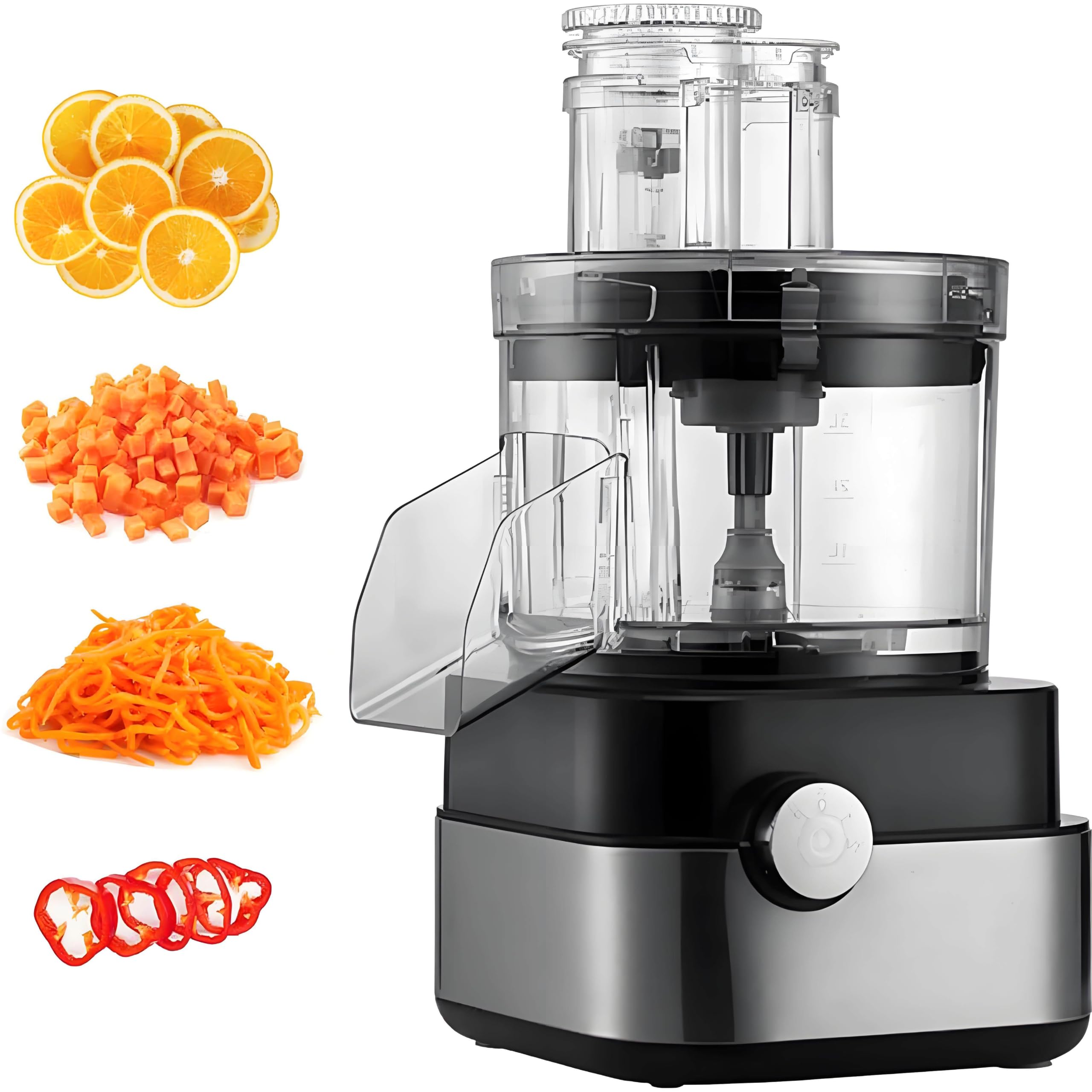 LJLYYDS Electric Vegetable Dicer & Slicer, 5 in 1 Commercial Veggie Processor for Dicing, Shredding, Slicing, Dual-Speed Settings, Easy to Clean, Blade Replaceable, Kitchen & Home Use