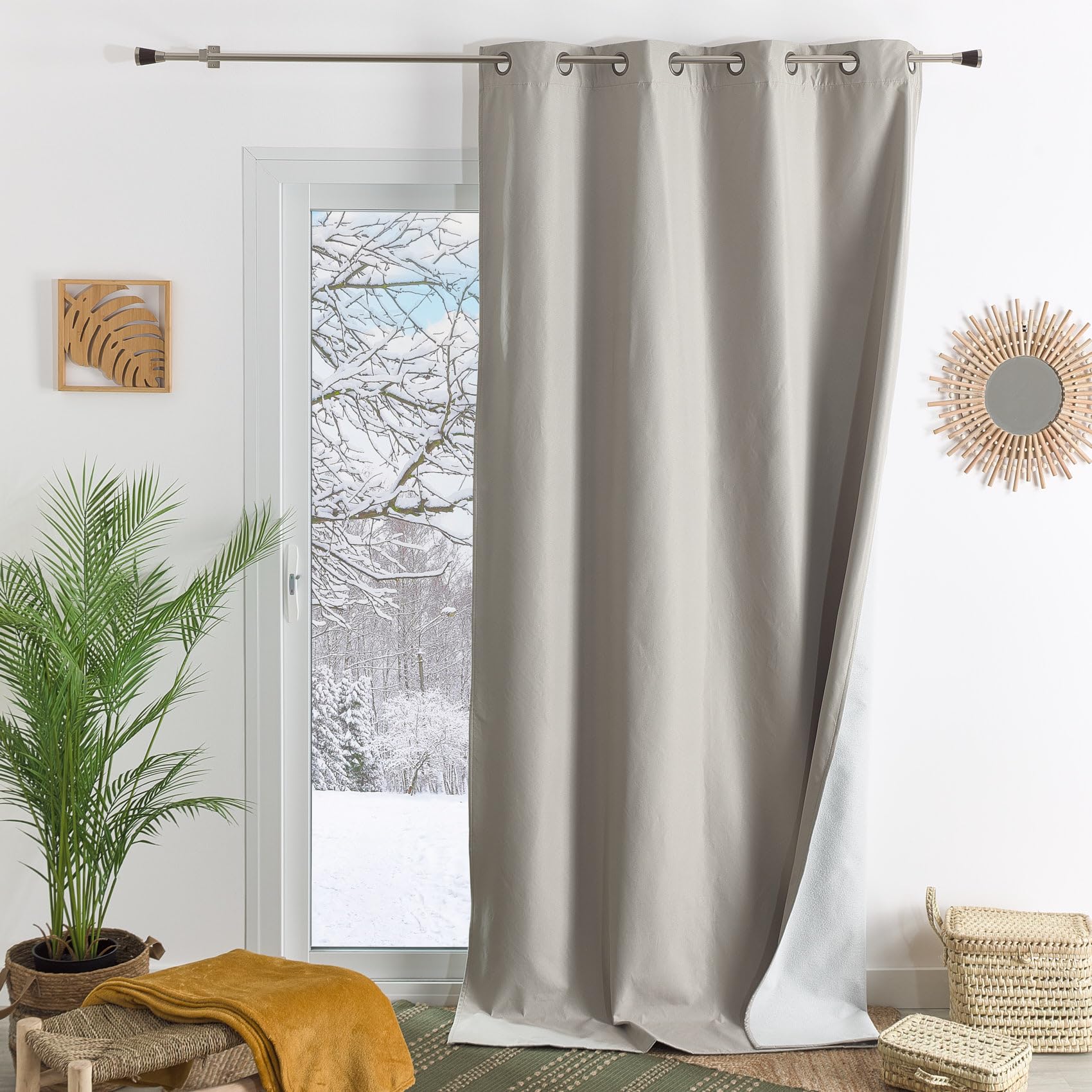 HomeMaison.com Furnishing Curtain – Fleece Curtain – Blackout Curtain – Sand Curtain – 140 x 260 cm