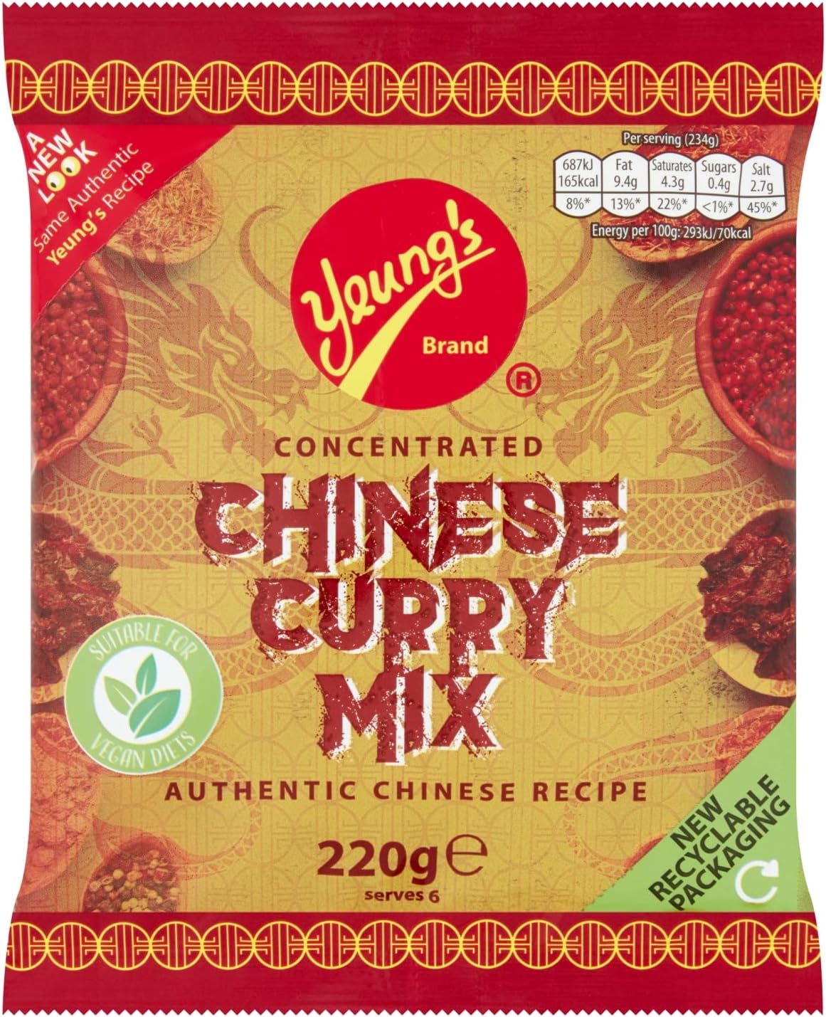 Yeungs Chinese Curry Sauce Mix, 220g Pantry Food & Drinks
