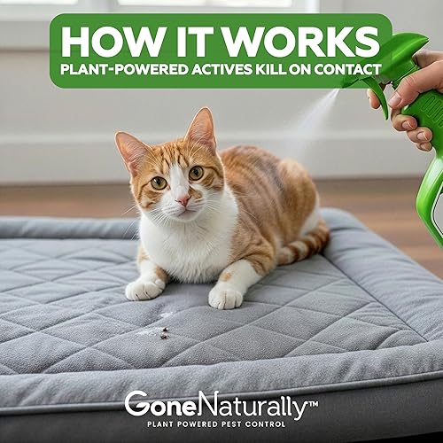 Miniatura 6 de Spray para pulgas y garrapatas para gatos y el hogar, mata por contacto a base de plantas sin olor, seguro para gatos, no mancha, espray de chinches