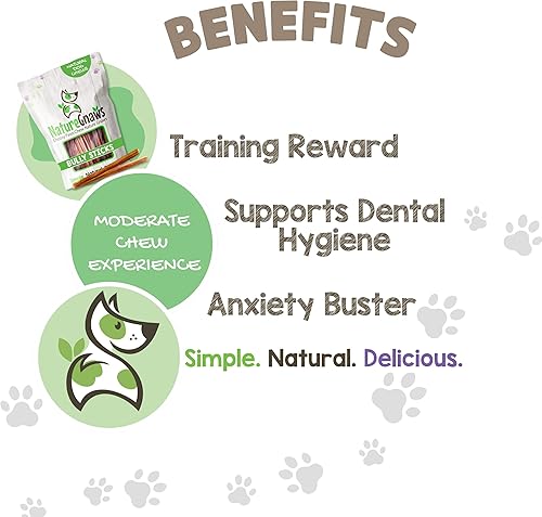 Miniatura 30 de Nature Gnaws Super Skinny Bully Sticks para perros pequeños, huesos dentales de carne de res natural de primera calidad, sabrosas golosinas finas