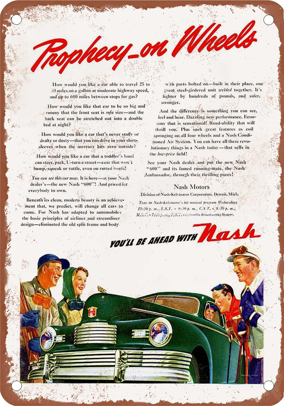 Miaomansenstore Metal Sign - 1946 Nash Vintage Ad 11 - Old Retro Rusty Look Home Decor