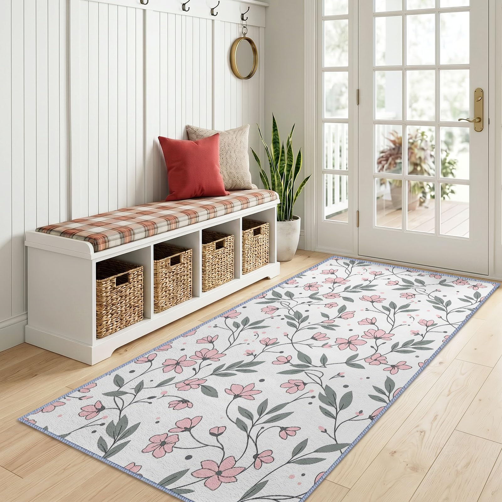Acquarelle Florale Nordic - Tappeto da corridoio antiscivolo, 80 x 180 cm