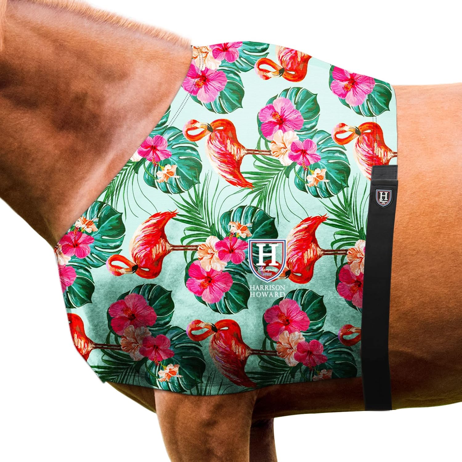 Harrison Howard Breathable Elastic Horse Shoulder Guard Anti-Rub Stretch Bib for Sensitive Skin, Lightweight Comfortable Fit Classic Leopard L