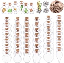 Keadic 119 Pcs 6 Shapes Mini Tiny Clear Glass Jars Bottles Set Includes Wish Bottles Glass Favors Jars with Cork Stoppers, Eye Screws, 32 Yards Twine for Arts Crafting, Projects, Decor, Party Favors