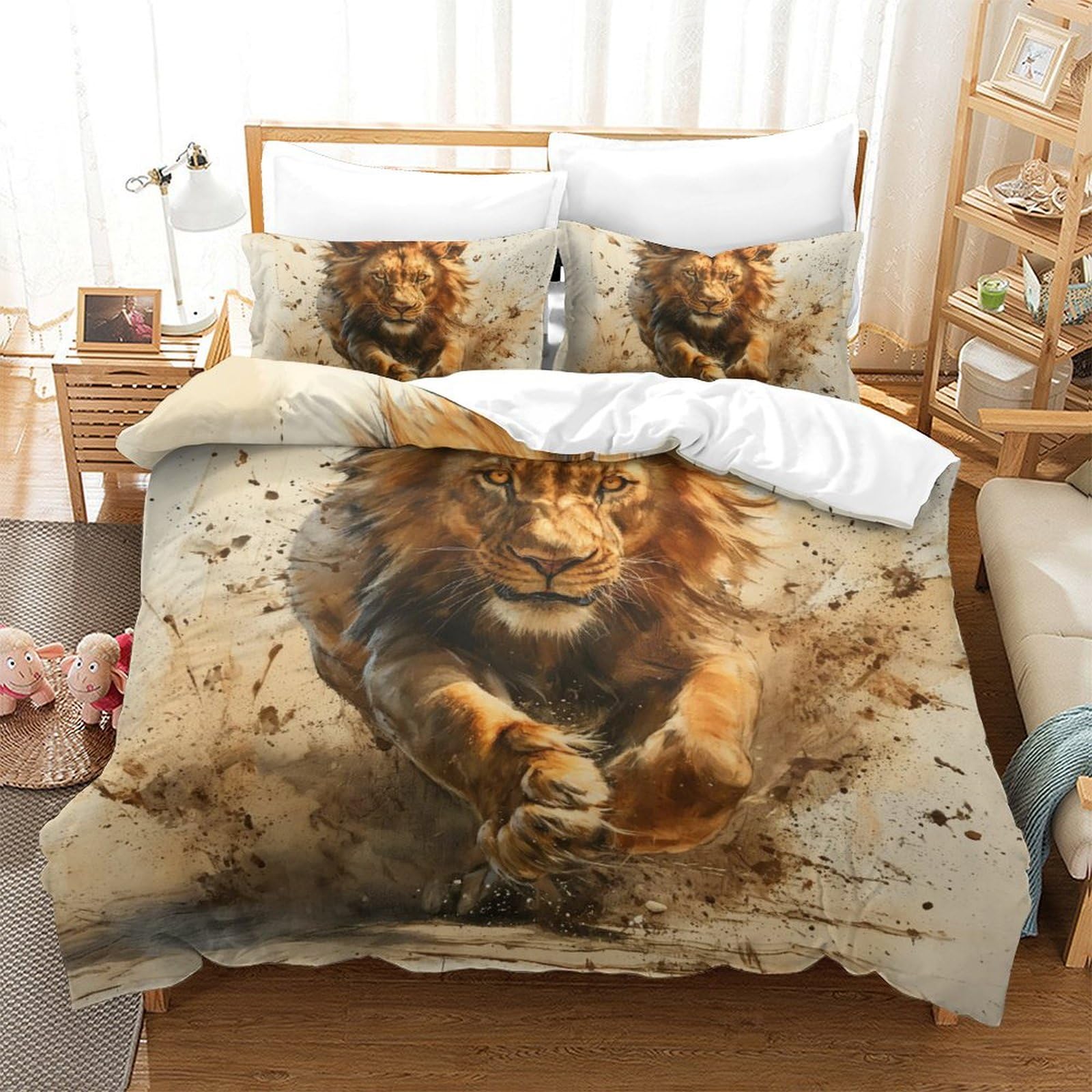 Parure de lit King Lion idée cadeau idéale pour lit enfant et adolescent