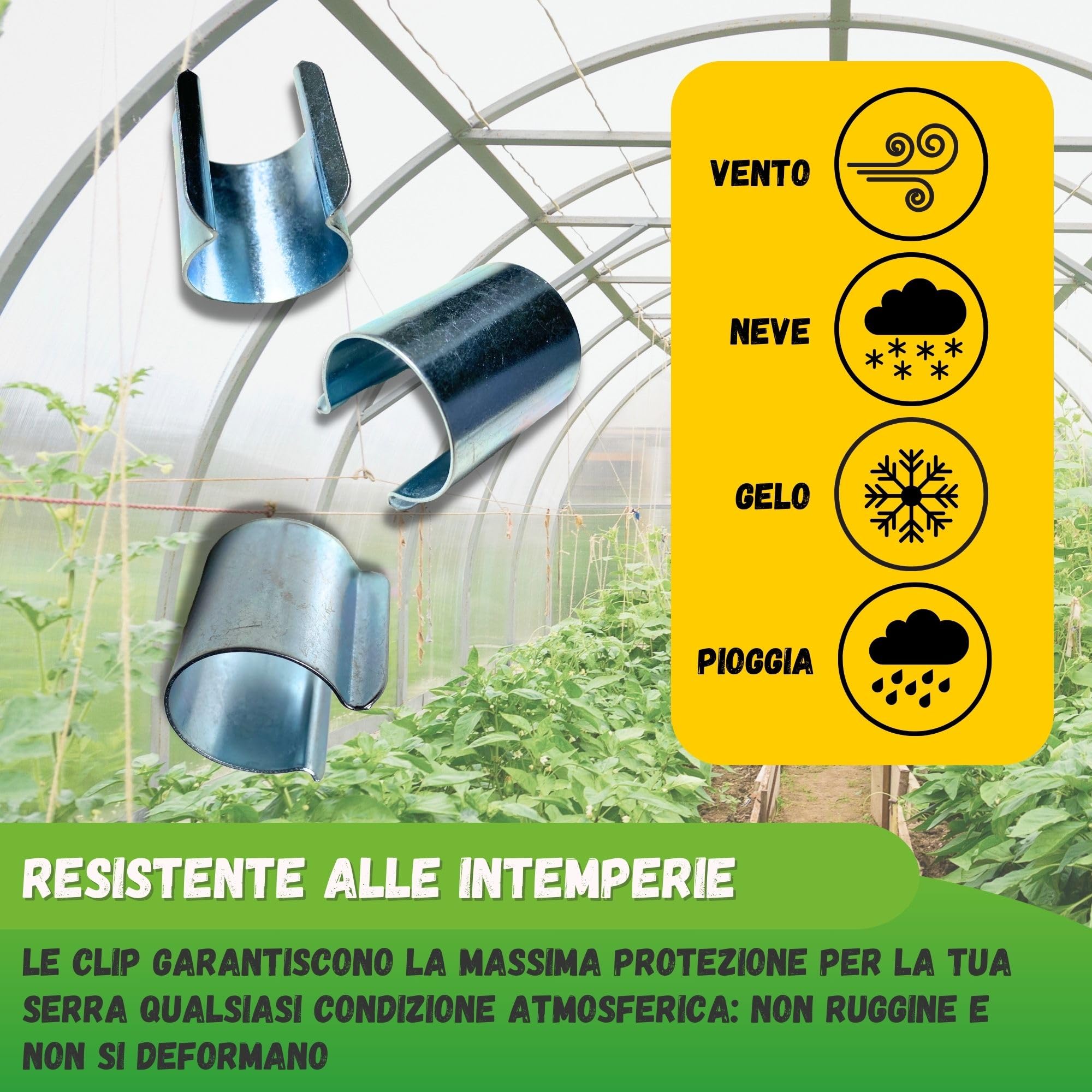 JARDEN® Set Di 40 Clip Diametro 25 mm Per Serra Da Giardino - Fissaggio In Metallo Zincato Per Serre Tunnel Con Tubi O Cerchi Da 25 mm - Accessorio Per Coperture Di Serre