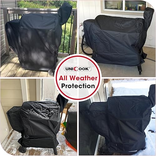 Miniatura 6 de Unicook Cubierta para parrilla de pellets serie 34, cubierta para ahumador de pellets de madera resistente e impermeable, compatible con Traeger, Z