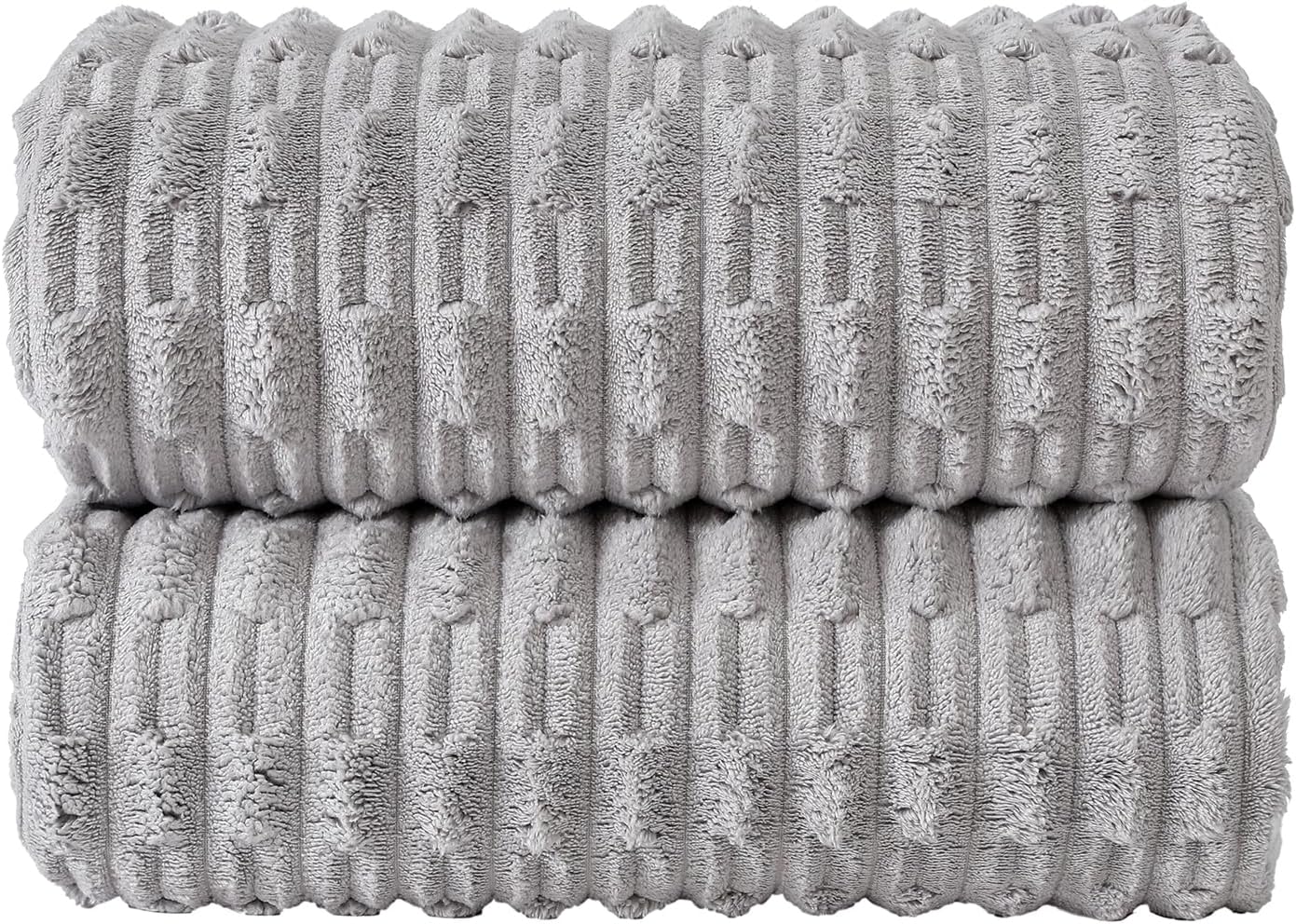 40x80 Inches Oversized Bath Sheets Extra Large Bath Towels Set of 2 for Adults Super Soft Quick Dry Lightweight Lint Free Absorbent Stripe Microfiber Shower Towels (Grey, 2 Piece)