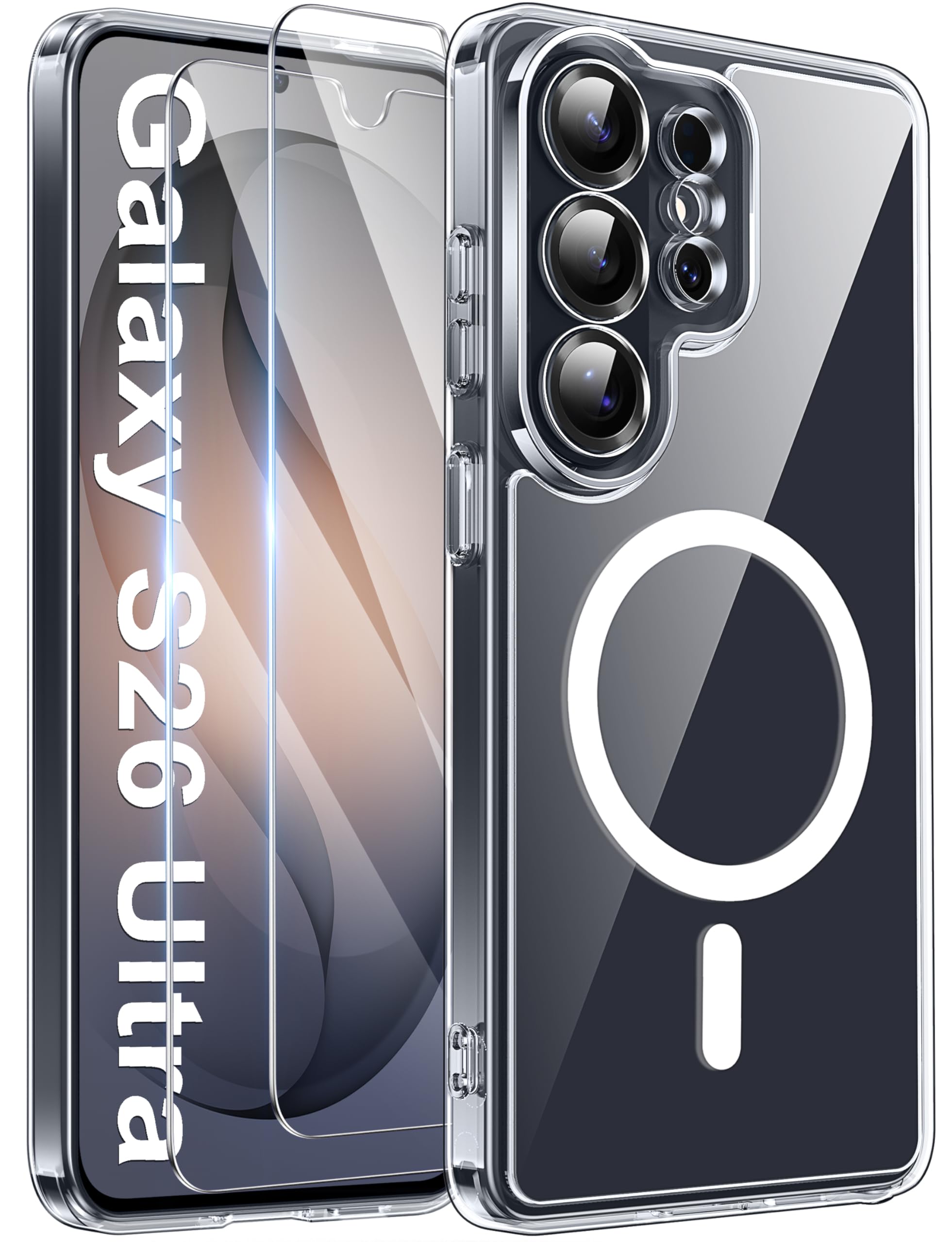 Opkiegrn Magnetisch HandyHülle Kompatibel mit Samsung Galaxy S22 Kompatibel mit MagSafe mit 2 Schutzfolie,Vollständiger Kameraschutz, Stoßfest Dünn Durchscheinende Matt SchutzHülle (Grau)