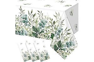 3 Pack Spring Eucalyptus Bridal Shower, Sage Green Plastic Tablecloth