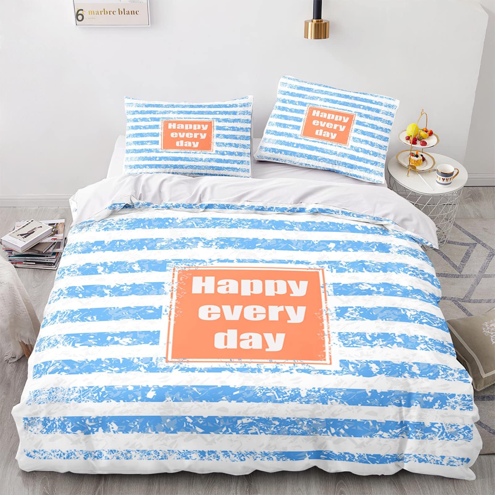 LUDVIK Rayas Funda Nordico 260X240 Funda Nórdica Microfibra Funda Nordica Cama 180 Invierno Secado Rápido Y Sin Planchado 240X260 Cm + 2 Fundas De Almohada 40X75Cm