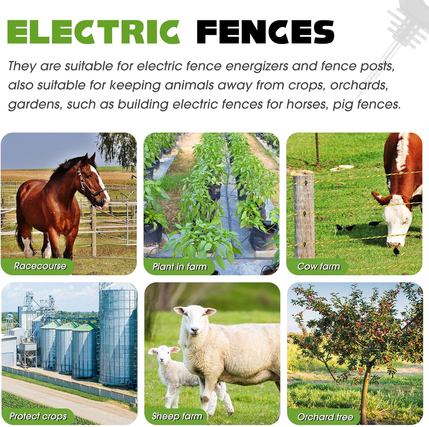 Sweetude 660 Feet Electric Fence Polywire and 100 Pcs Electric Fence